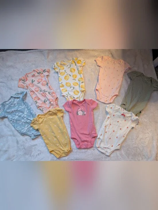 ✨ Carter’s Baby Girl Bodysuits Onesies Bundle Size 3M Set of 8 Summer Prints