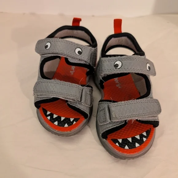 Carter's Toddler Boy Gray and Red Shark Sandals in Size 7