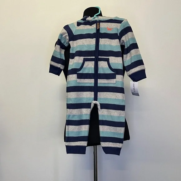 Carter’s Striped Hooded Baby fleece One-Piece 12 months