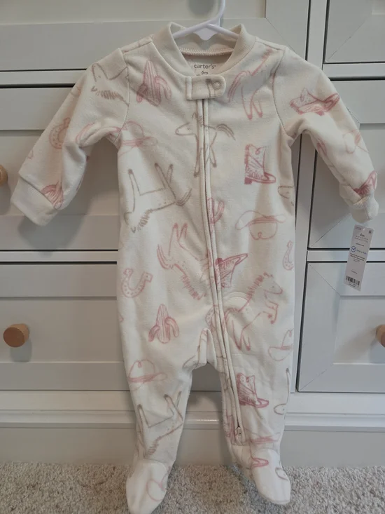 NWT Carter's Footed Sleeper with Pink Western Print