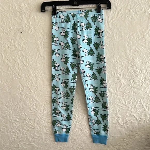 Hanna Andersson x Snoopy Light Blue Christmas Tree Pajama Pants Sleep 6-7