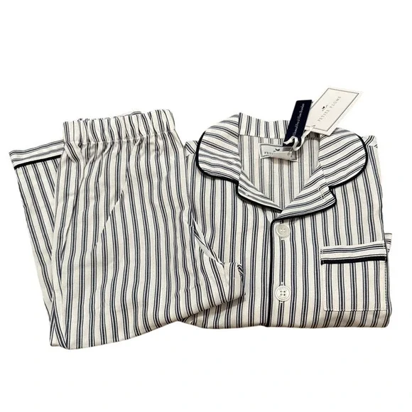Petite Plume Kids' Ticking Stripe Pajama Set Navy French Size 6 New