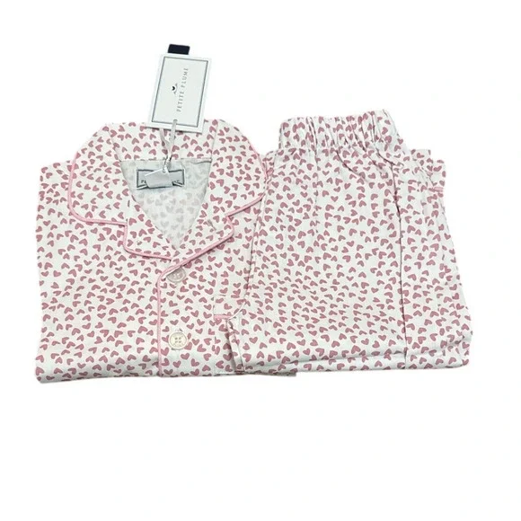 Petite Plume Sweethearts Classic Pajama Set White, Red Size 12-18 months New