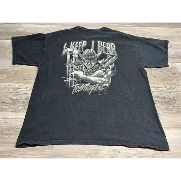 Ted Nugent T-Shirt Adult XL Black Spirit of The Wild I Keep I Beer Faded‎
