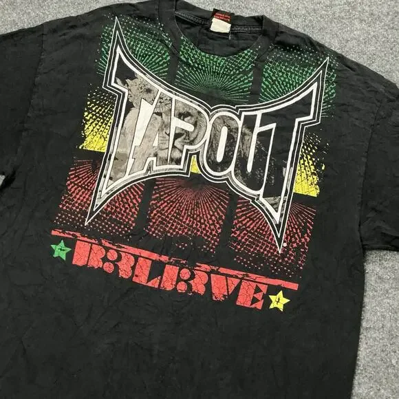 Vintage TAPOUT Y2K UFC MMA Grunge Rasta Streetwear Skate Fight Men’s XL