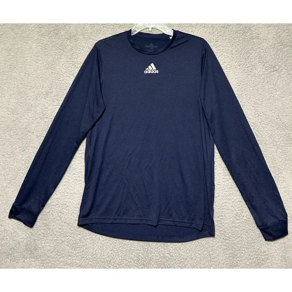 Adidas Mens Creator Tee Long‎ Sleeve Workout Shirt Blue Small Stretch Athleisure