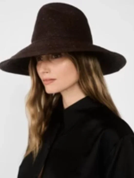 Janessa Leone Colette Straw Hat, Chocolate ,Size Large, NWT