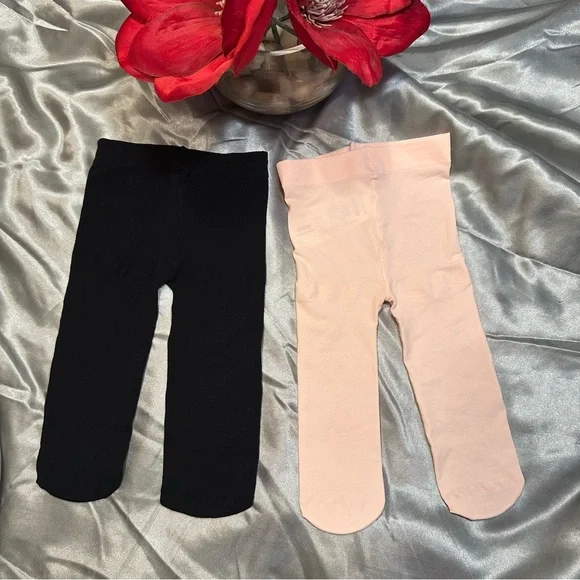 🌹CARTER’s Baby Black & Light Pink Stretch Leggings / NWOT