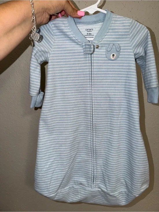 Carter's Blue and White Striped Baby Zip Sleep Sack