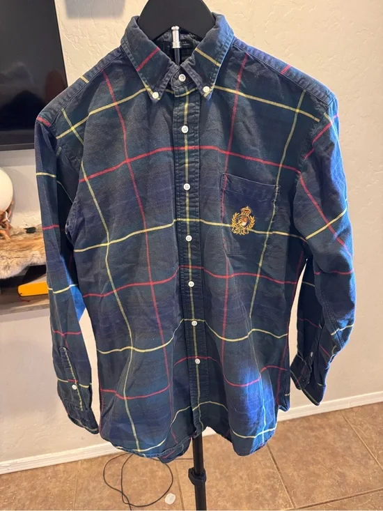 Ralph Lauren Navy Plaid Button-Down (check measurements)