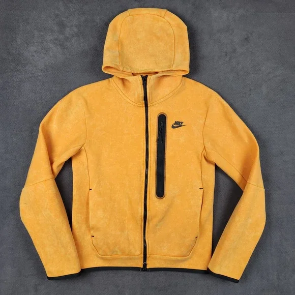 Nike Tech Fleece Full Zip Hoodie Mens XS Kumquat Orange‎ Acid Wash DM6515-886