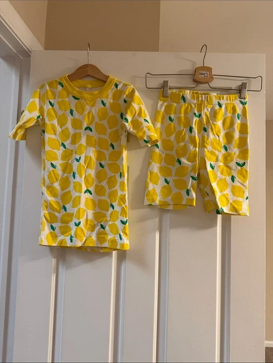 Kids Hanna Andersson Lemon Print Yellow Short Pajama Set