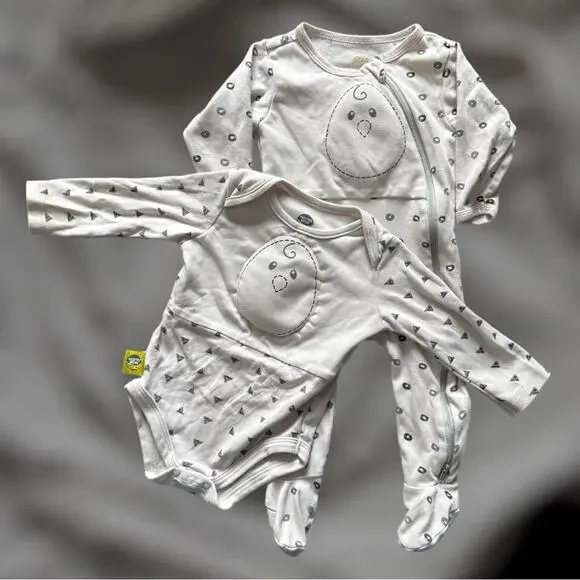 Nested Beans Zen Footie Classic and Zen Bodysuit Gently Weighted Size 6-12 M