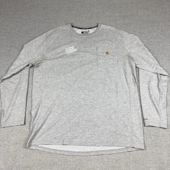 Carhartt Force Shirt Mens L Gray Long Sleeve Pocket Owen Ames Kimball Tee