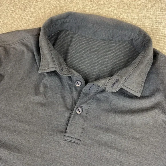 Lululemon Polo Shirt Mens L Blue Solid Lightweight Athletic Golf Short Sleeve