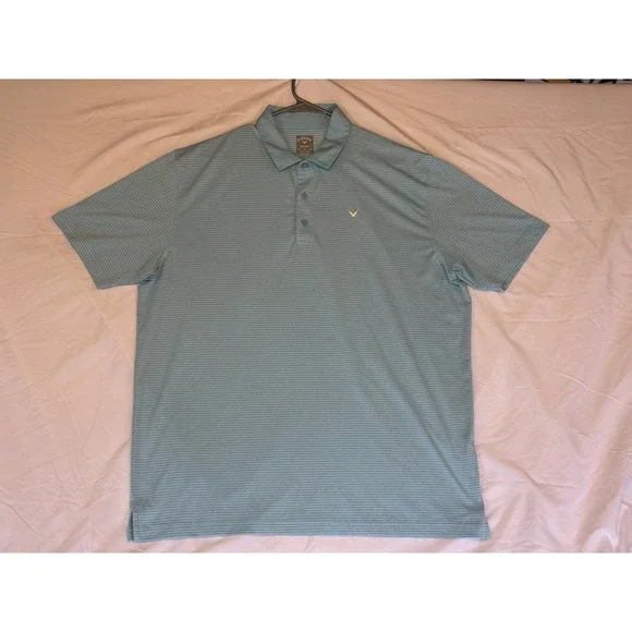 Callaway Mens Opti-Dri Striped Golf Polo Shirt XL Blue White Short Sleeve SA4426