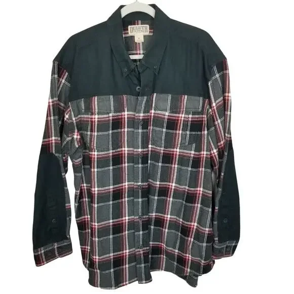Duluth Trading Co Mens Plaid Flannel Shirt Size XL Gorpcore Utility Outdoor Work