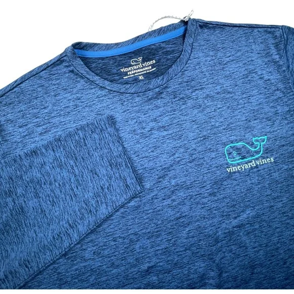 Vineyard Vines Mens XL Performance Whale Harbor‎ Graphic LS Tee Navy Blue NWT