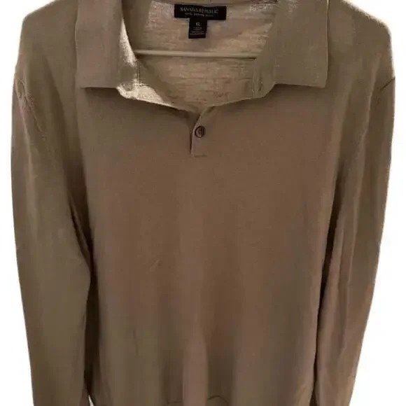 Banana Republic 100% Merino Wool Long Sleeve Polo Shirt