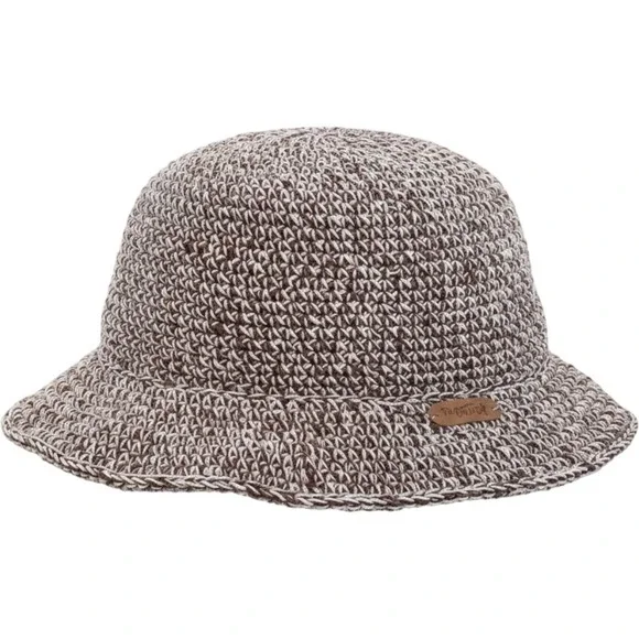 The Outpost Brown White Marled Crochet Bucket Hat Hemp Cotton Nepal Boho Sun Hat