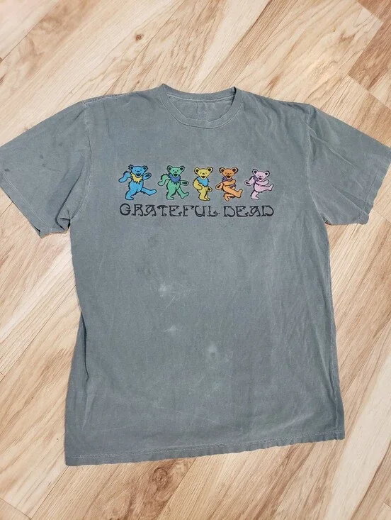 Men Grateful Dead Bear Tee Large Grey