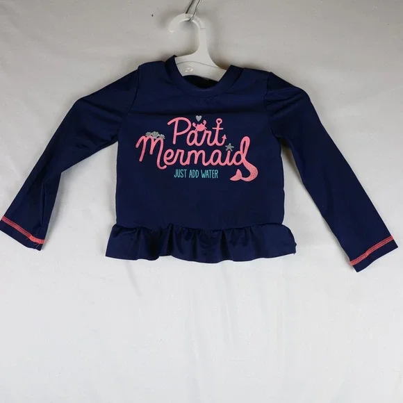 Simple Joys by Carter's Mermaid Shirt Toddler Girls 3T Navy Long Sleeve Swim Top