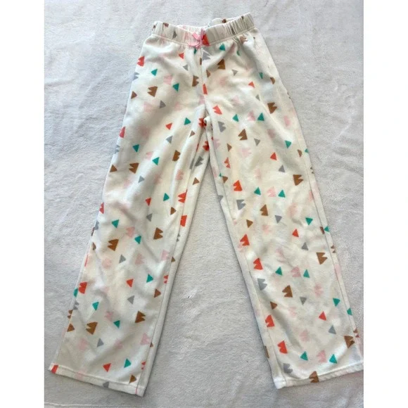 Eddie Bauer Kids Fleece Pajama Pants White Geometric‎ Triangle Print L 14/16