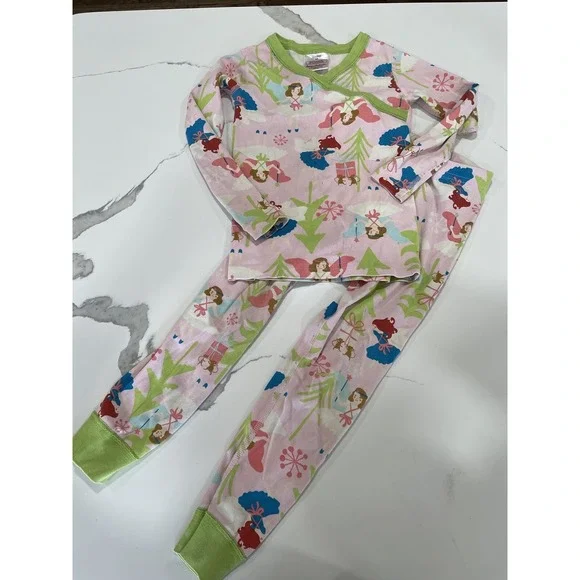 Hanna Andersson Pink Fairy Organic Pajamas size 110‎ 5 Christmas AK1117