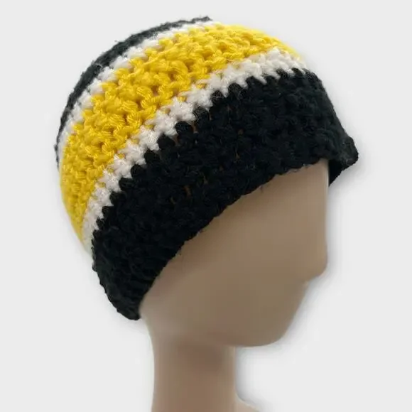 Knit Woven Black white‎ yellow Steelers Beanie Knit Hat Outdoors Unisex Small