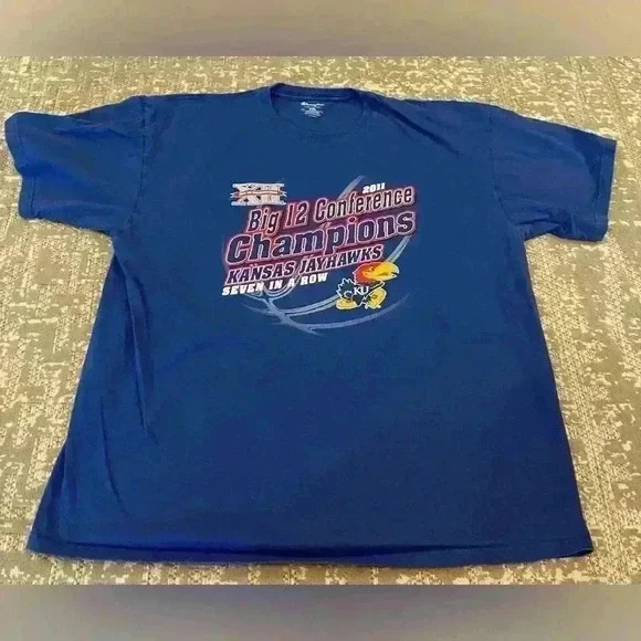 Kansas Jayhawks 2011 Big 12 Champs Short Sleeve Men’s size 2XL color‎ Blue
