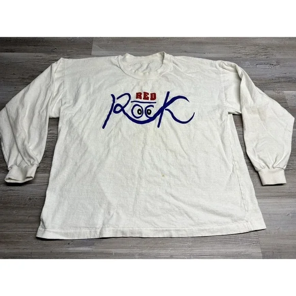 Vintage Graphic‎ Tee Red Rock T-Shirt Long Sleeve Single Stitch Size XL Boxy