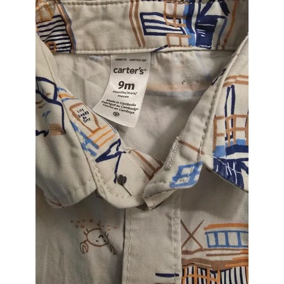 Do Not Buy Sold Out! Lifeguard Stand Crab Print Shirt and Shorts Set Cream