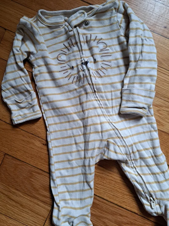 Carter's Yellow & White Striped Footed Baby One-Piece
