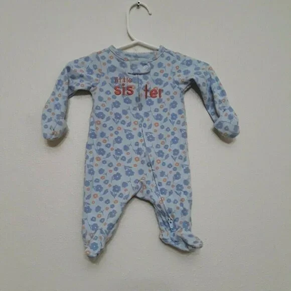 Carter's Blue Floral Little Sister Footie