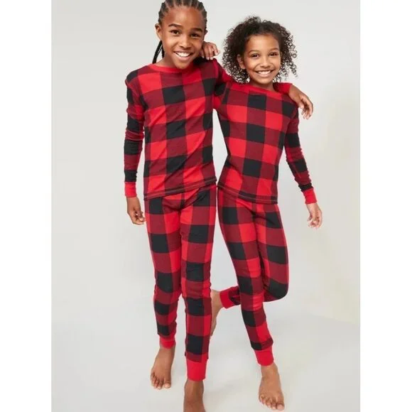 NWT Old Navy Matching Print Snug-Fit Pajama Set‎ for Kids in Red Gingham
