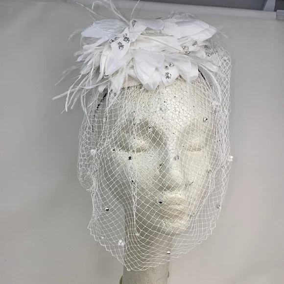 Eric Javits White Wedding Bridal Veil Hat