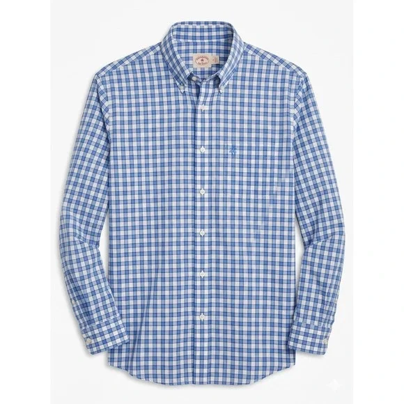Brooks Brothers Red Fleece‎ XL Blue White Gingham Button Down Shirt 100021239