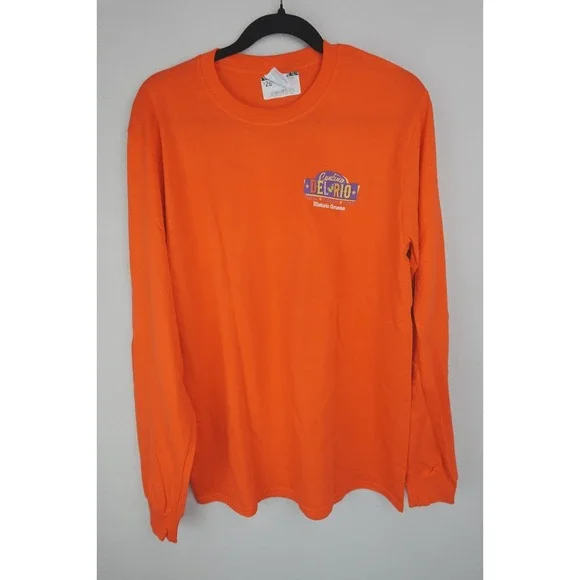 Cantina Del Rio Gruene TX Long Sleeve‎ T-Shirt Orange Crew Neck Unisex M