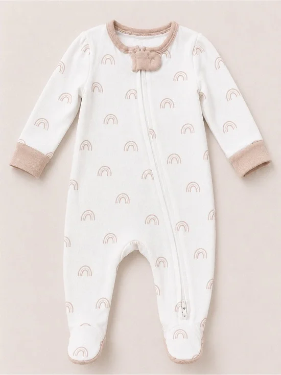 Cloud Island - Double Zipper Sleeper W/ White & Rainbow Print (Modal) - NB