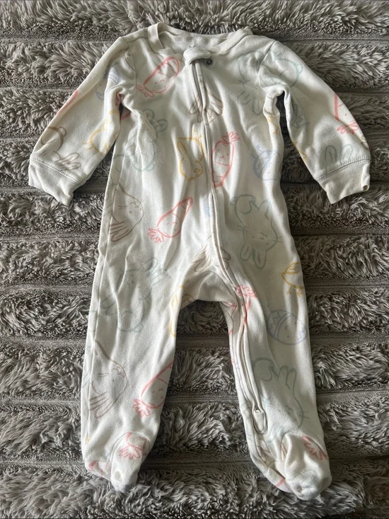 Carter's Cream Footed One-Piece with Pastel Animal & Carrot Prints