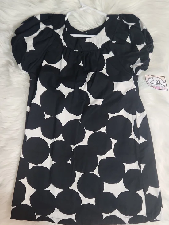 Polka Dot Puff Sleeve Dress - Girls Size:5 - Brand: Carters - Color: Black/white