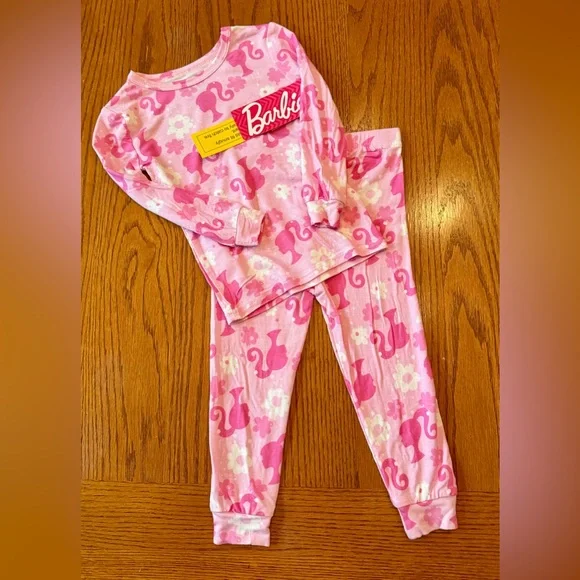 Barbie Pajama Set -‎ Pink with Barbie Silhouette - NWT - 18M