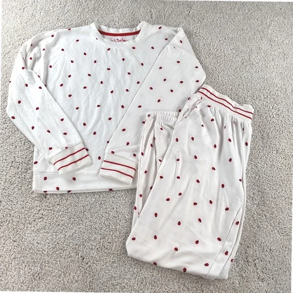 PJ Salvage‎ Tween Kids Ivory Red Ladybug Lounge Set Size 10 MED New with Tags