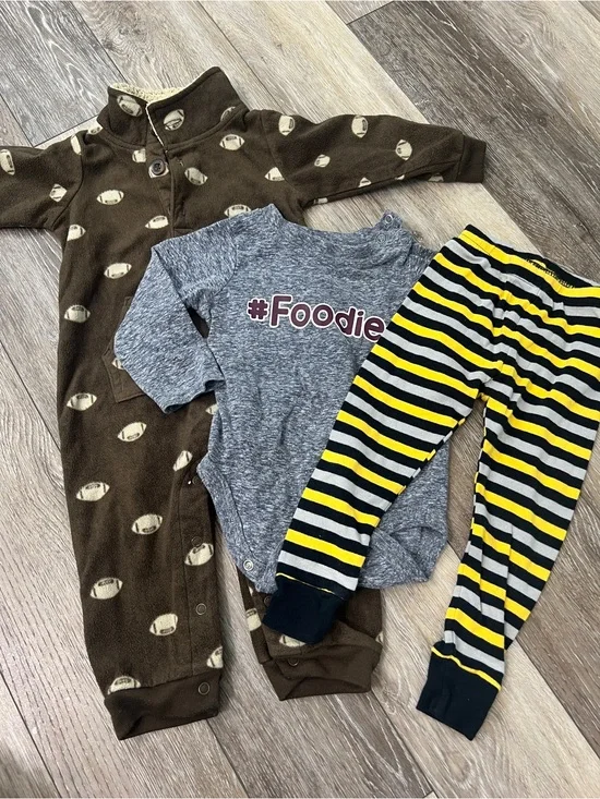 Bundle baby boy fleece romper bodysuit bottoms
