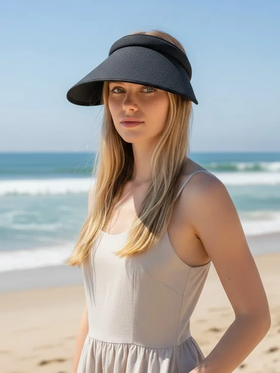 Women's Sunvisor Woven Foldable Clip On Adjustable UV Protection Golf Beach Hat