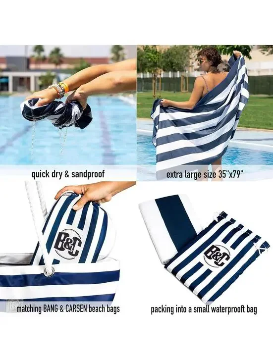 NWT Bang & Carsen Navy/White/Beach Towel Size XL