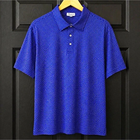 Peter Millar Summer Comfort Men’s XL Navy Geometric Polo SS Golf