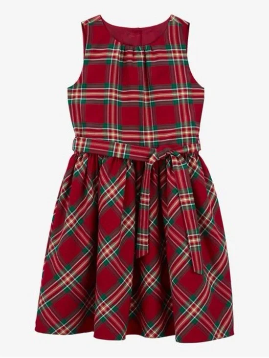 Carter's Red Plaid Sleeveless Holiday Dress with Sash