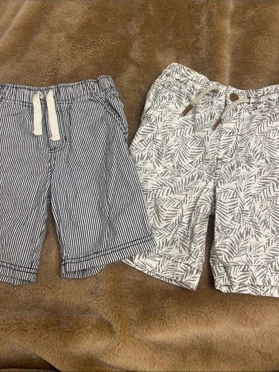Blue Striped and Blue Leaf-Print Kids Shorts 💥