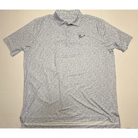 Peter Millar Summer Comfort‎ Polo Shirt Mens XXL Blue AOP Southern Hills